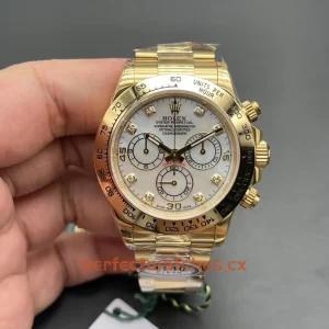 Rolex Daytona 116508-0007 Replica Luxury Sport Watch with Gold Case and Mother-of-Pearl Dial