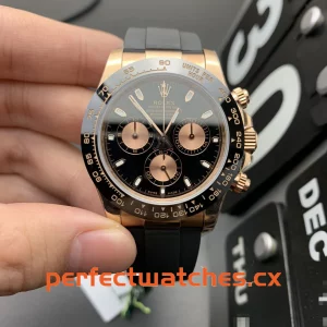 Rolex Daytona 116515LN-0018 Replica Black Ceramic Bezel with Everose Gold Chronograph
