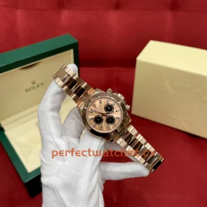 Rolex Daytona m116505-0009 Replica Sundust Dial Chronograph Watch in 18K Everose Gold