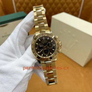 Rolex Daytona m116508-0004 Replica 18K Yellow Gold Chronograph with Black Dial