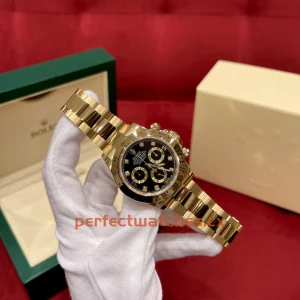 Rolex Daytona m116508-0016 Replica Black Dial Chronograph Watch in 18K Yellow Gold