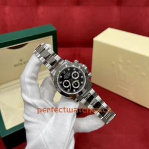 Rolex Daytona m116509-0055 Replica Black Diamond Dial Stainless Steel Chronograph Watch
