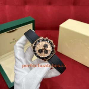 Rolex Daytona m116515LN-0059 Replica 40mm Everose Gold Watch with Black Rubber Strap