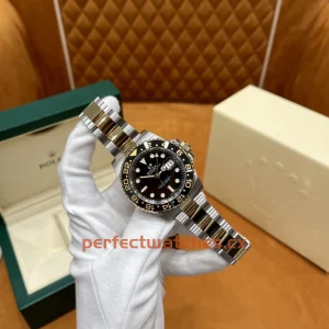 Rolex GMT-Master II m116713LN-78203 Replica Two-Tone Black Dial Watch with Ceramic Bezel