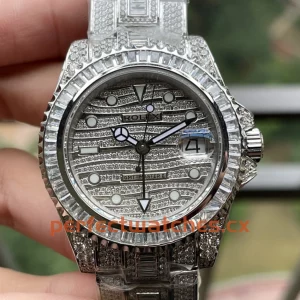 Rolex GMT-Master II 116769 Replica Full Diamond Pave Baguette Bezel Watch