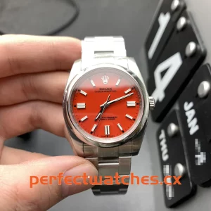 Rolex Oyster Perpetual 124300-0007 Replica Coral Red Dial Watch Replica Stainless Steel 41mm