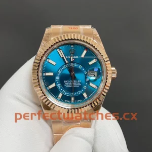 Rolex Sky-Dweller 336935-0001 Replica Rose Gold Blue Dial Automatic Watch