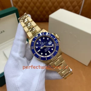 Rolex Submariner m126618LB-0002 Replica 18K Yellow Gold Watch with Blue Dial and Bezel