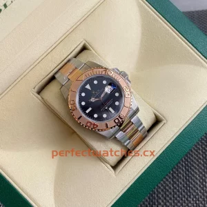 Rolex Yacht-Master 126621-0002 Replica Luxury Black Dial Rose Gold Bezel Oyster Bracelet Watch