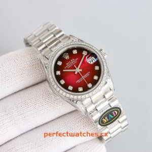 Rolex Datejust M278289RBR-0028 Replica Ladies Luxury Watch with Red Gradient Dial & Diamonds