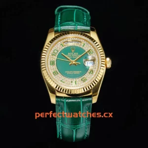 Rolex Day-Date 118138-0102 Premium Green Diamond Arabic Dial Dress Replica Watch