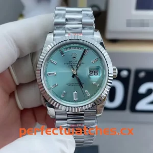 Rolex Day-Date 128236-0001 Replica Ice Blue Baguette Dial Luxury Watch