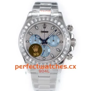 Rolex Daytona 116576TBR Replica Pave Diamond Dial Premium Baguette Bezel Watch
