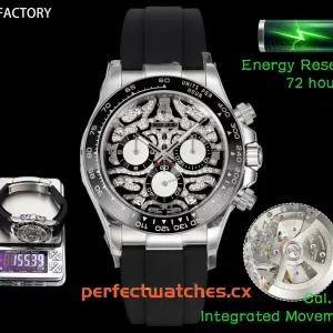 Rolex Daytona 116589TBR Replica Diamond-Set Bezel Watch with Tiger Skeleton Decorative Dial