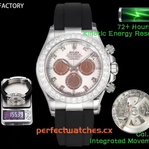 Rolex Daytona m126589RBR Replica Luxury White-Gold Chronograph with MOP Dial & Diamond Bezel