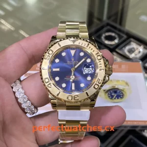 Rolex Yacht-Master 168628 Replica Blue Dial Gold-Plated Sport Nautical Style Replica Watch